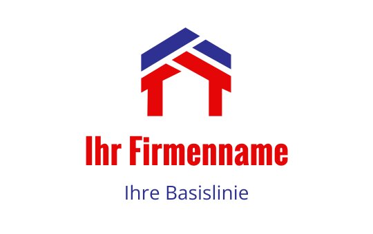 Modernes Logo-Design mit einem stilisierten Haus in Rot und Blau