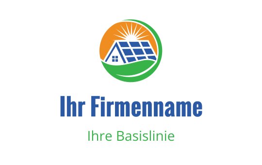 Modernes Logo-Design mit einem Haus, Solarpanelen und einem Sonnenstrahl
