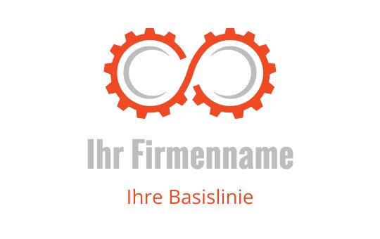 Modernes Unendlichkeit-Logo-Design mit ineinandergreifenden Zahnrädern in Orange und Grau