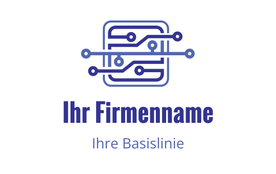 Modernes Logo-Design mit einem Schaltkreis-Muster in Blau und Lila