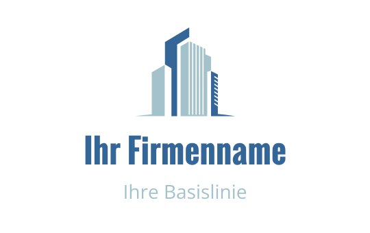 Modernes blaues Hochhaus-Logo-Design mit klaren Linien und geometrischen Formen