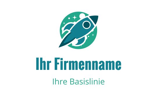 Modernes Raketenlogo-Design mit einem türkisfarbenen kreisförmigen Hintergrund