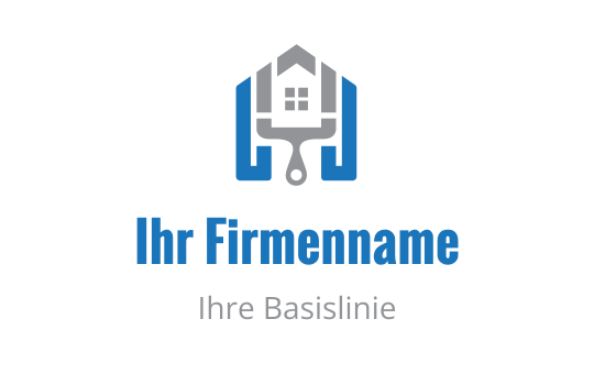 Modernes Logo-Design mit einem Haus und einer Farbrolle in Blau und Grau