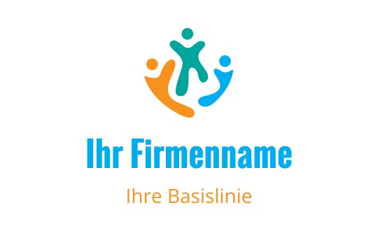 Buntes Logo-Design mit abstrakten Figuren in Orange, Türkis und Blau