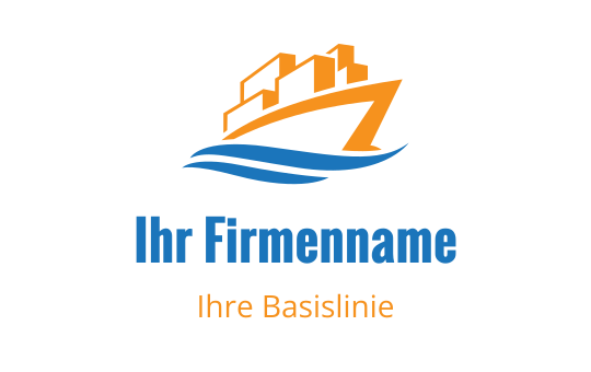 Modernes Schiffslogo-Design mit orangefarbenen und blauen Elementen