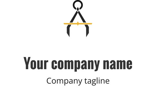 Modernes Logo-Design mit einem Kompass und einer gelben Akzentlinie