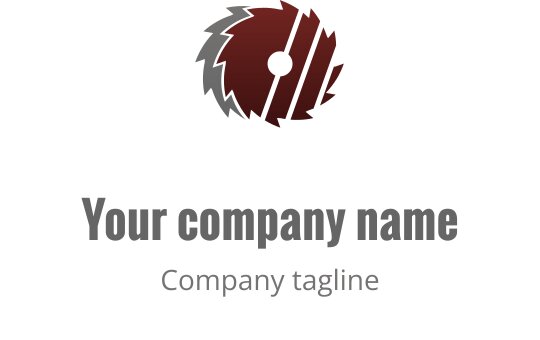 Modernes Logo-Design einer kreisförmigen Sägeblatt in Rot und Grau