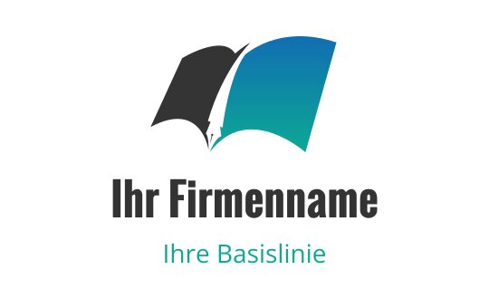 Modernes Logo-Design mit einem offenen Buch in Blau und Schwarz