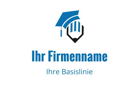 Modernes Logo-Design mit einem Abschlussmütze und Bleistift in Blau und Schwarz