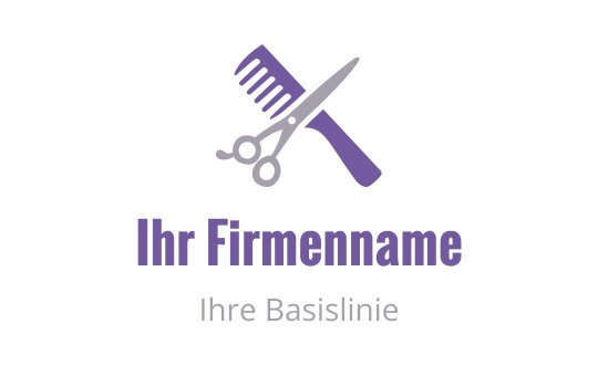 Modernes Logo-Design mit Schere und Kamm in lila Tönen