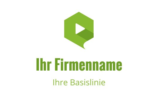 Modernes grünes Sechseck-Logo-Design mit einem Play-Button-Element
