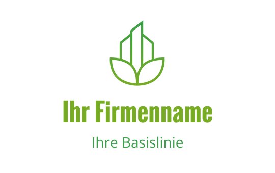 Modernes grünes Logo-Design mit stilisierten Pflanzen- und Gebäudeelementen