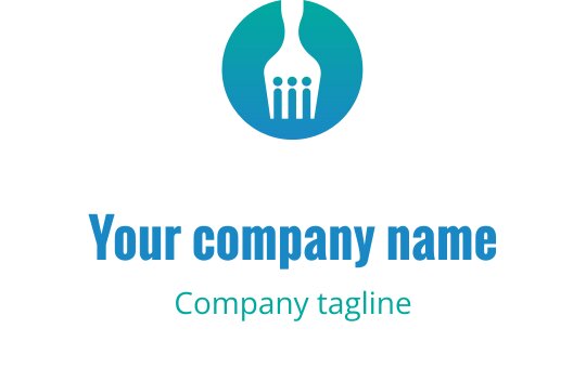 Modernes Logo-Design mit einer Gabel vor einem kreisförmigen Farbverlauf-Hintergrund