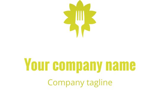 Elegantes Logo-Design mit einem goldenen Blatt, das mit einer Gabel verwoben ist