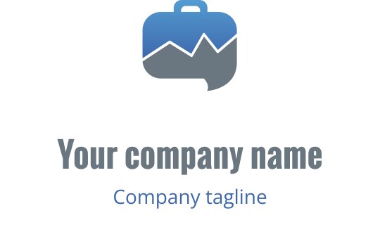 Modernes Logo-Design mit einem Koffer und Berggrafik in Blautönen