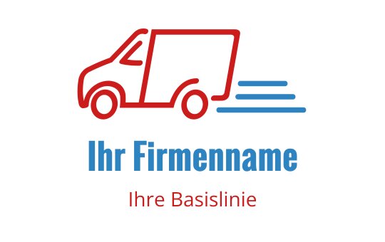 Dynamisches Logo-Design eines Lieferwagens in Rot und Blau