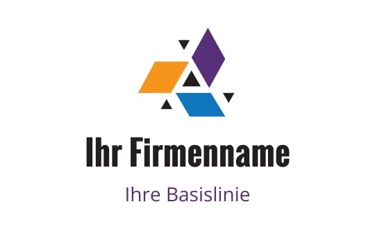 Modernes geometrisches Logo-Design mit orangefarbenen, blauen und lila Formen