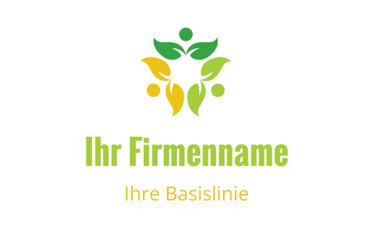Buntes Logo-Design mit stilisierten Blättern und menschlichen Figuren
