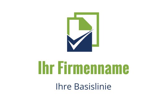 Modernes Logo-Design mit einem Häkchen und Dokumentensymbol in Grün und Blau