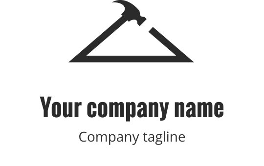 Minimalistisches Logo-Design mit einem Hammer über einer Bergsilhouette