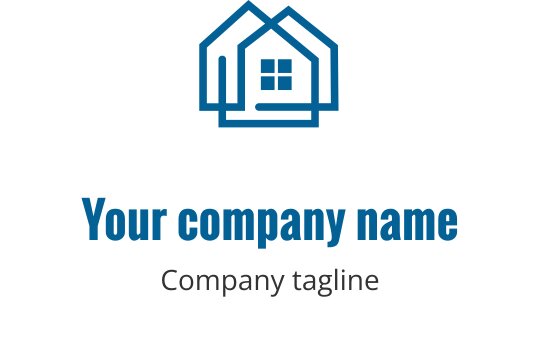 Türkisfarbenes Logo-Design mit einem stilisierten Haus und einladendem Eingang