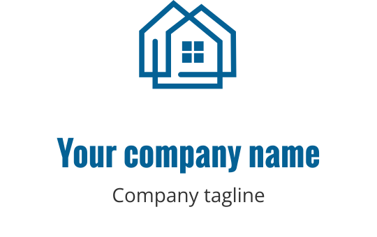 Türkisfarbenes Logo-Design mit einem stilisierten Haus und einladendem Eingang