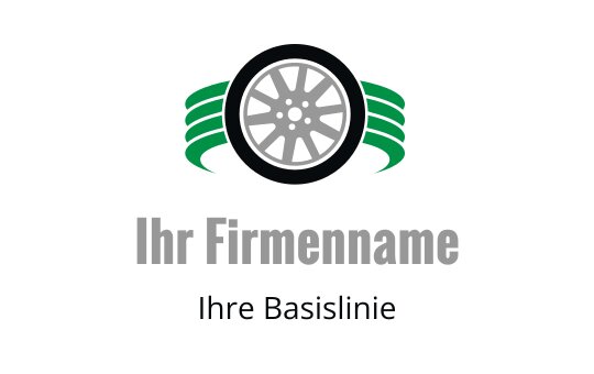 Modernes Logo-Design mit einem Reifen, grünen Akzenten und kräftiger Typografie
