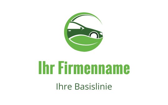 Modernes grünes Logo-Design mit einem stilisierten Auto in einer kreisförmigen Form
