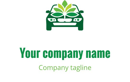 Modernes Logo-Design mit einem Auto und einem grünen Blattmotiv