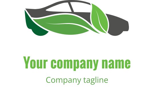 Modernes Auto-Logo-Design mit grünen Blättern und eleganter Silhouette