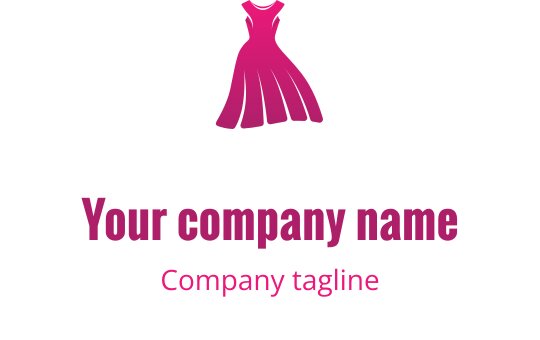 Stilvolles Logo-Design eines rosa Kleides mit eleganten, fließenden Linien