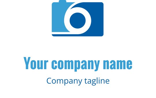 Modernes Logo-Design in Türkis und Blau mit stilisierter Kameraform