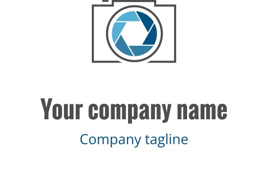 Modernes Logo-Design mit einem stilisierten Kameralinsen in Grau und Türkis