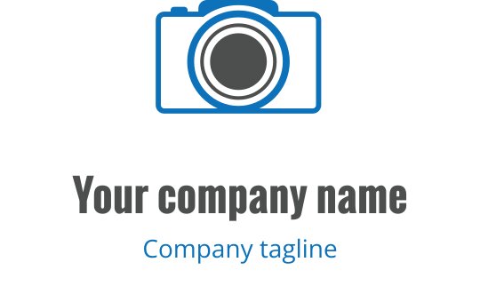 Türkis und graues Logo-Design mit einem stilisierten Kameraobjektiv