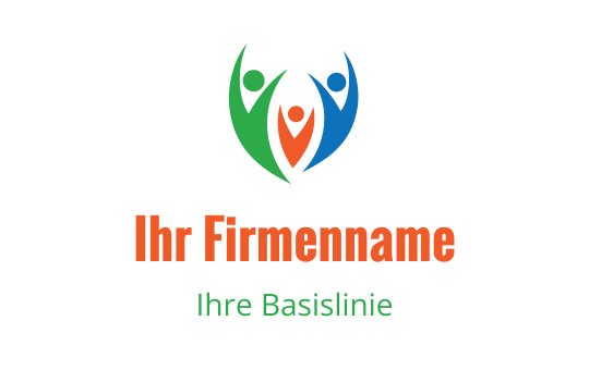 Buntes Logo-Design mit abstrakten Figuren in Grün, Blau und Orange