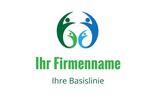 Modernes Logo-Design mit verbundenen Figuren in Grün und Blau