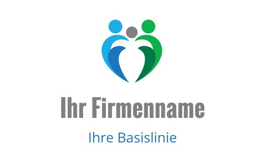 Buntes Logo-Design mit drei abstrakten Figuren in Herzform