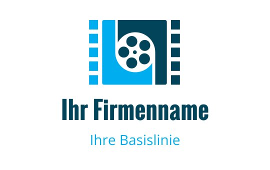 Modernes Logo-Design mit Filmrolle und Filmstreifen in Blautönen