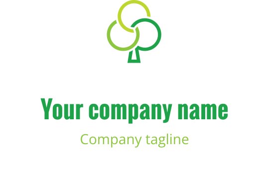 Modernes Baum-Logo-Design mit überlappenden grünen Kreisen und Stamm