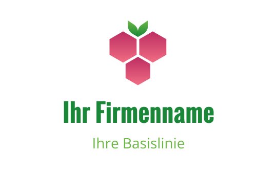 Modernes pinkes Sechseck-Logo-Design mit grünen Blattelementen
