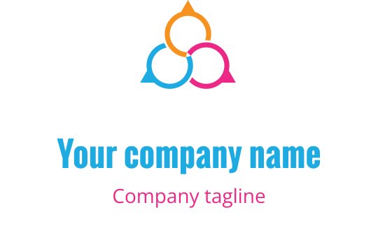 Buntes, miteinander verbundenes Kreise-Logo-Design in lebhaften Blau-, Pink- und Orangetönen