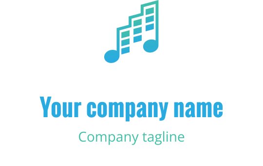 Lebhaftes Logo-Design mit überlappenden Musiknoten in Cyan und Blau