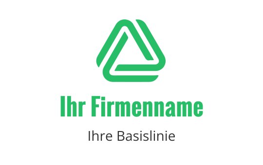 Modernes grünes dreieckiges Logo-Design mit überlappenden Linien