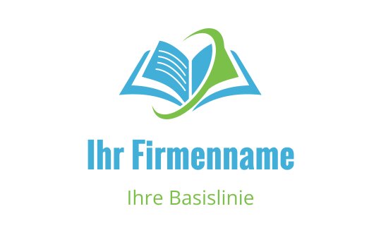 Logo-Design eines offenen Buches mit blauen und grünen Akzenten