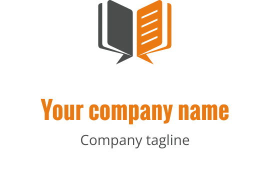 Modernes Logo-Design mit einem offenen Buch in Grau und Orange