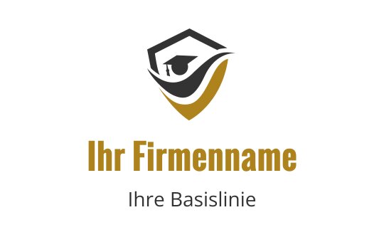 Modernes Wappenlogo-Design mit einem Abschlussmütze und goldenen Akzenten