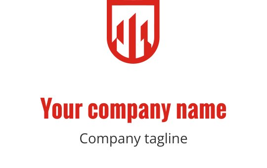 Modernes rotes Logo-Design mit stilisierter Gebäudesilhouette