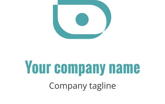 Türkises Logo-Design mit einer stilisierten Kamera und eleganten Linien