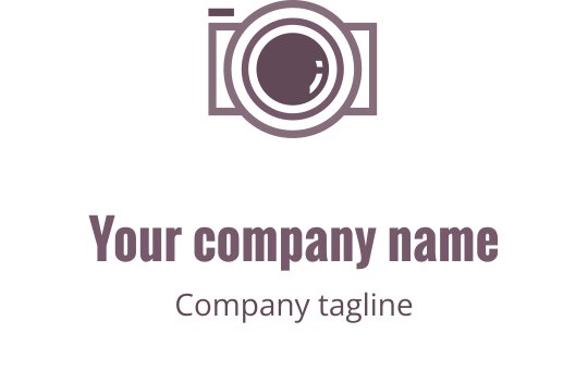 Kreatives lila und braunes Logo-Design mit einer stilisierten Kamera