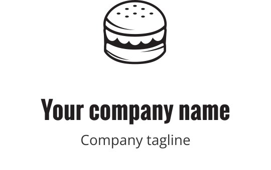 Fett schwarzes Logo-Design mit einem stilisierten Burger und geschichteten Elementen